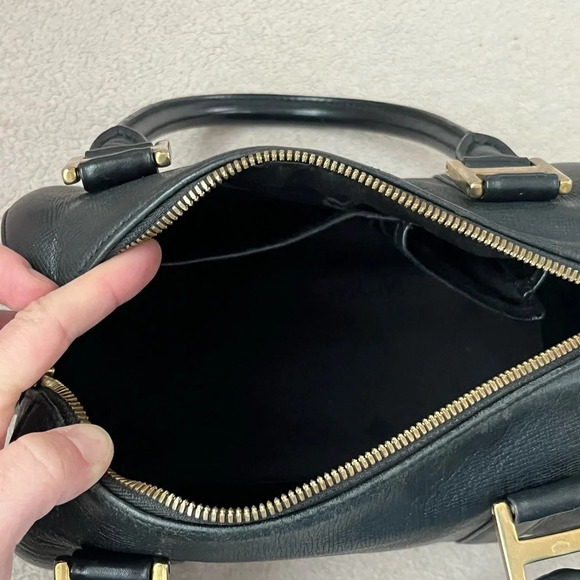 MCM Small Black Leather Satchel Boston Handbag - Picture 11 of 16